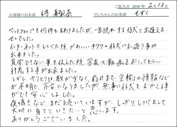 コッカーお客様の声