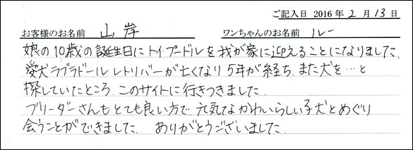 コッカーお客様の声