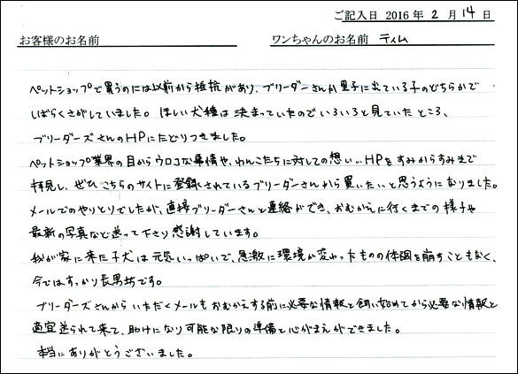 コッカーお客様の声