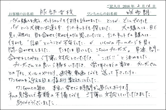コッカーお客様の声
