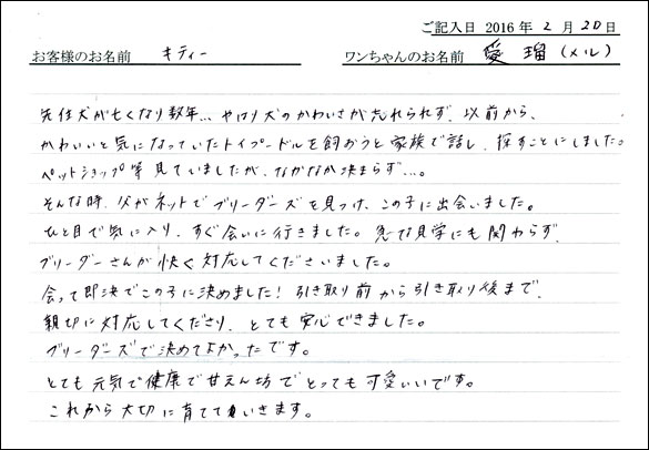 コッカーお客様の声