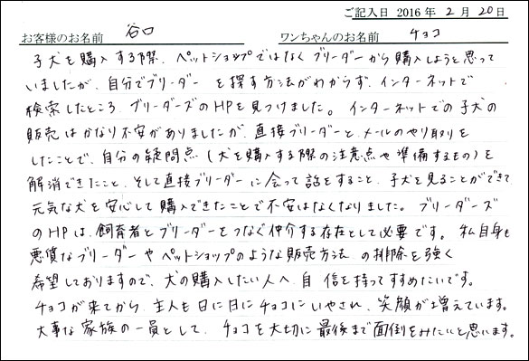 コッカーお客様の声