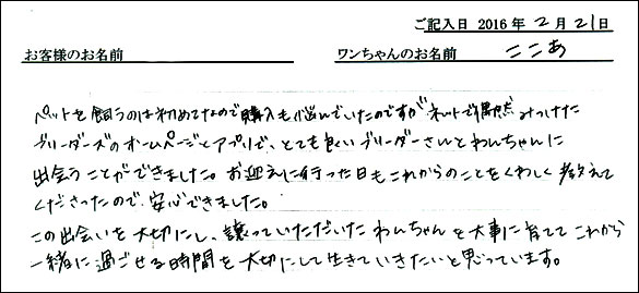 コッカーお客様の声
