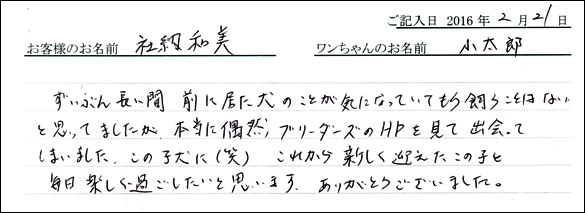 コッカーお客様の声