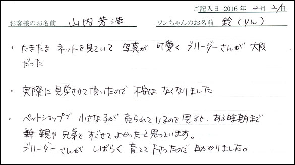 コッカーお客様の声