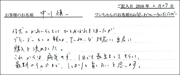 コッカーお客様の声