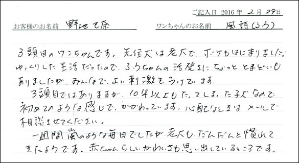 コッカーお客様の声