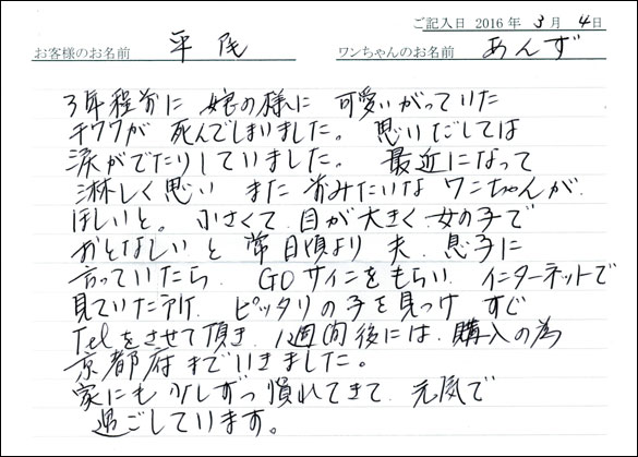 コッカーお客様の声