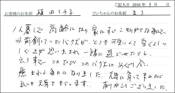 コッカーお客様の声