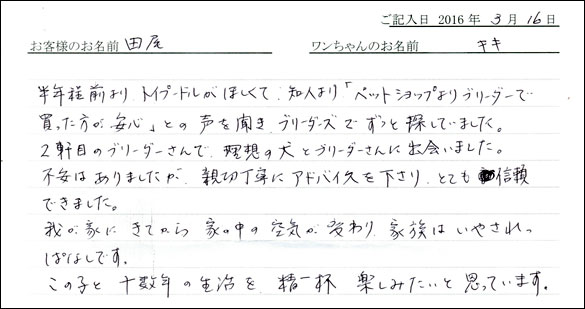 コッカーお客様の声