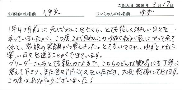 コッカーお客様の声