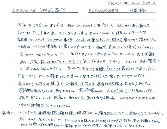 コッカーお客様の声