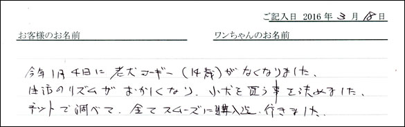 コッカーお客様の声
