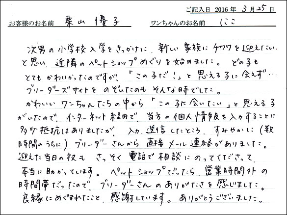 コッカーお客様の声