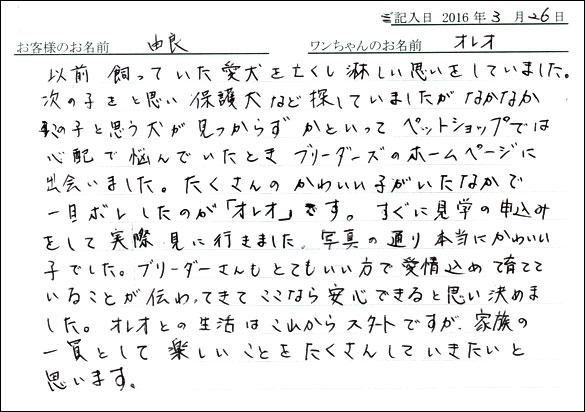 コッカーお客様の声
