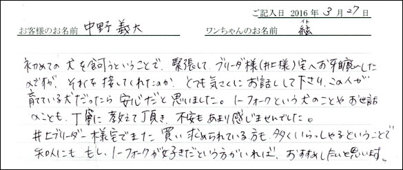 コッカーお客様の声