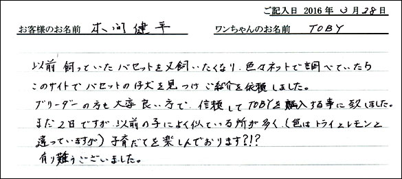 コッカーお客様の声