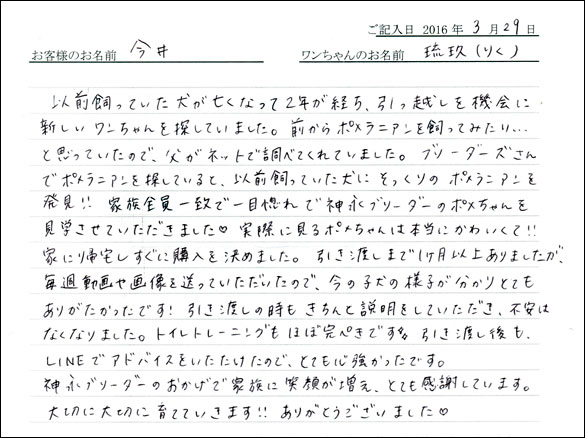 コッカーお客様の声