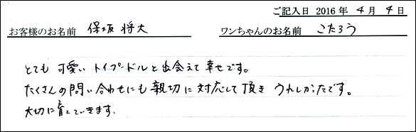 コッカーお客様の声