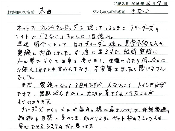 コッカーお客様の声