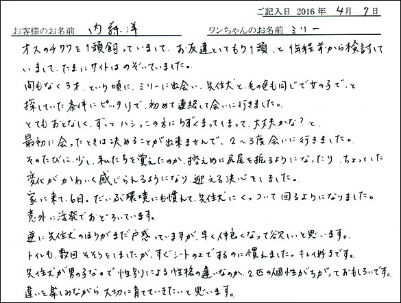 コッカーお客様の声