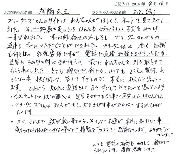 コッカーお客様の声