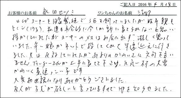 コッカーお客様の声
