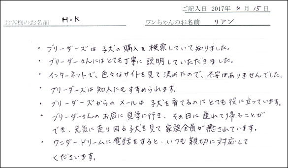 子犬お客様の声