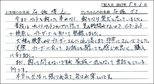 子犬お客様の声