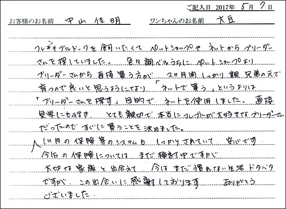 子犬お客様の声