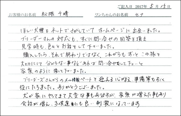 子犬お客様の声
