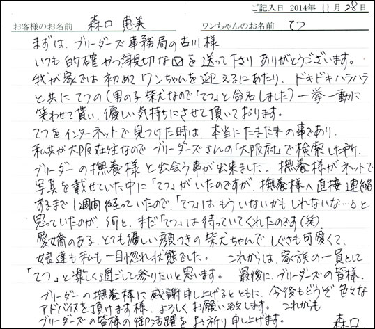 子犬お客様の声