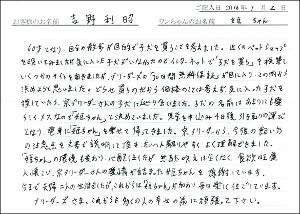 コッカーお客様の声