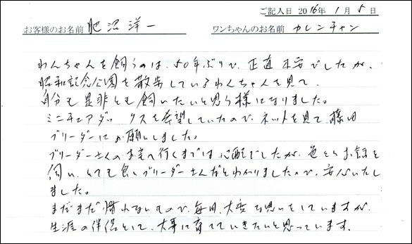 コッカーお客様の声