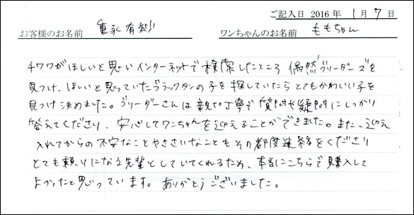 コッカーお客様の声