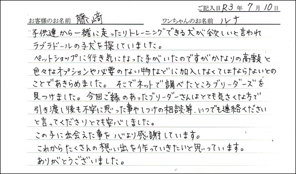 ミニチュアピンシャーお客様の声