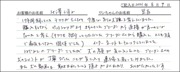 ミニチュアピンシャーお客様の声