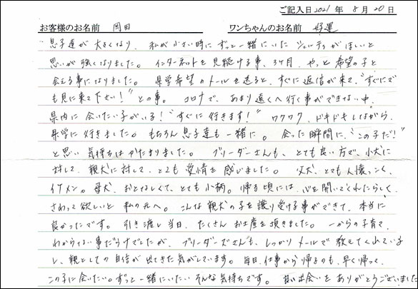 ミニチュアピンシャーお客様の声