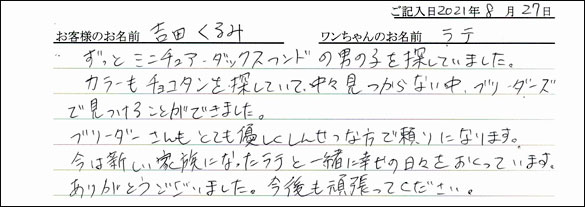 ミニチュアピンシャーお客様の声