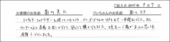ミニチュアピンシャーお客様の声