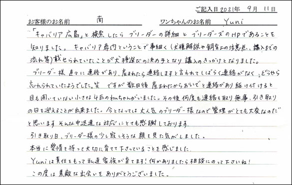 ミニチュアピンシャーお客様の声